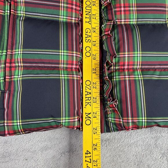 Talbots Jacket Womens Medium Navy Red Green Plaid Down Puffer Ruffle Coat - Picture 11 of 12